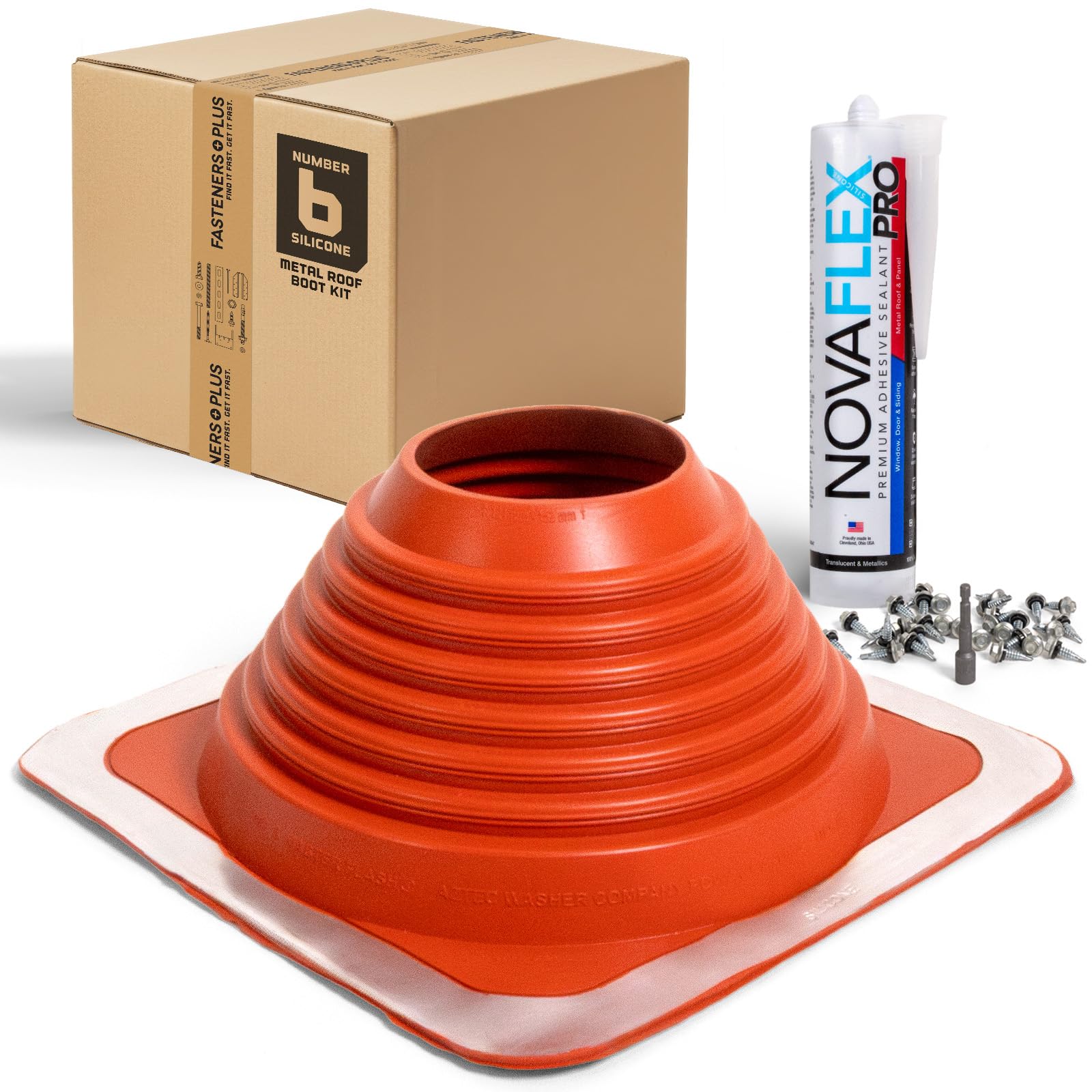 Fasteners Plus #6 Square Silicone Metal Roof Pipe Flashing Boot