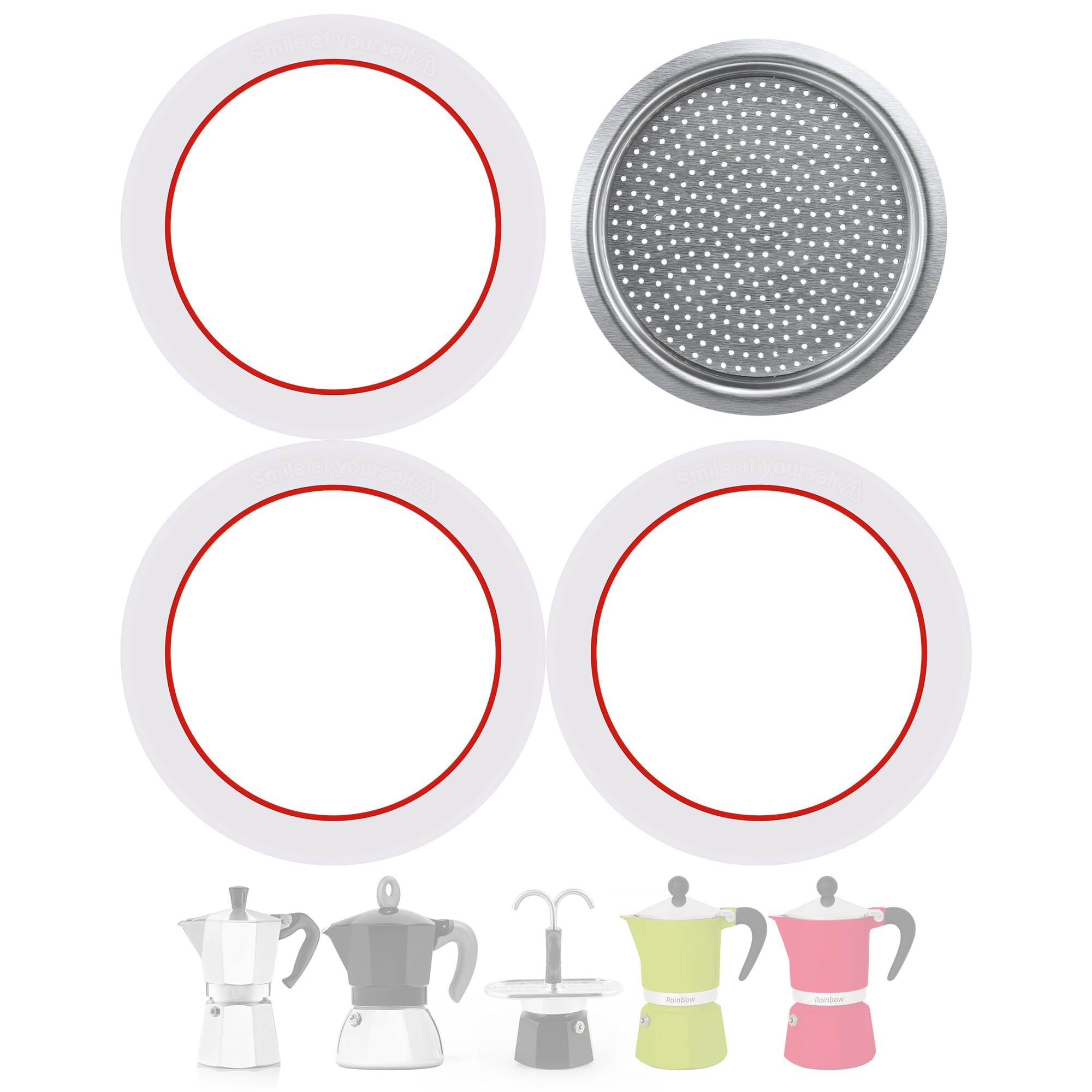 3 Sealing Gasket & 1 Filter Plate for Bialetti Moka Express 2 Cups Moka Pot