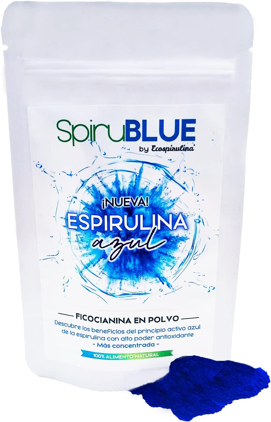 SpiruBLUE | Espirulina Azul en Polvo | 25 gr Concentrado Spirulina Alga Ficocianina | 100% Pura Vegano | Antioxidante y Antiinflamatoria