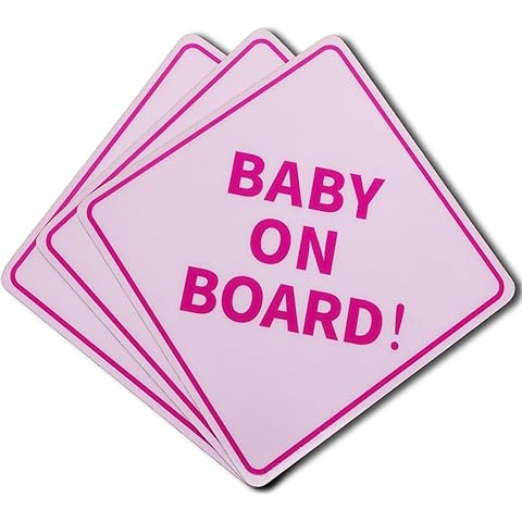 3Pcs Baby On Board Sign for Cars, Pink, 5