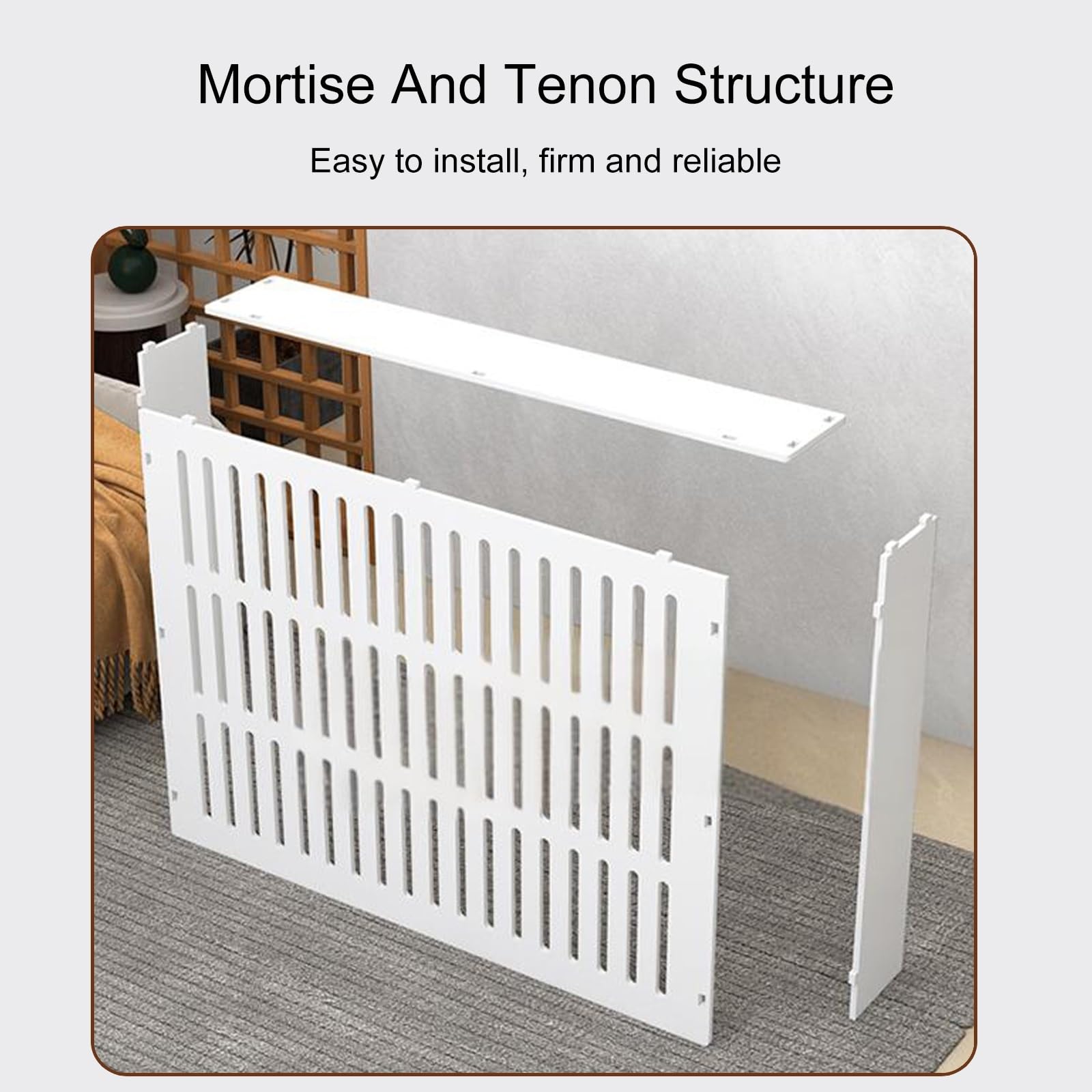 Generico Copritermosifone in PVC di Medie Dimensioni, mensola Decorativa per Riscaldamento, Elegante mobiletto portaoggetti per Soggiorno e Camera da Letto (60x60x25 cm / 23,6x23,6x9,8 Pollici)
