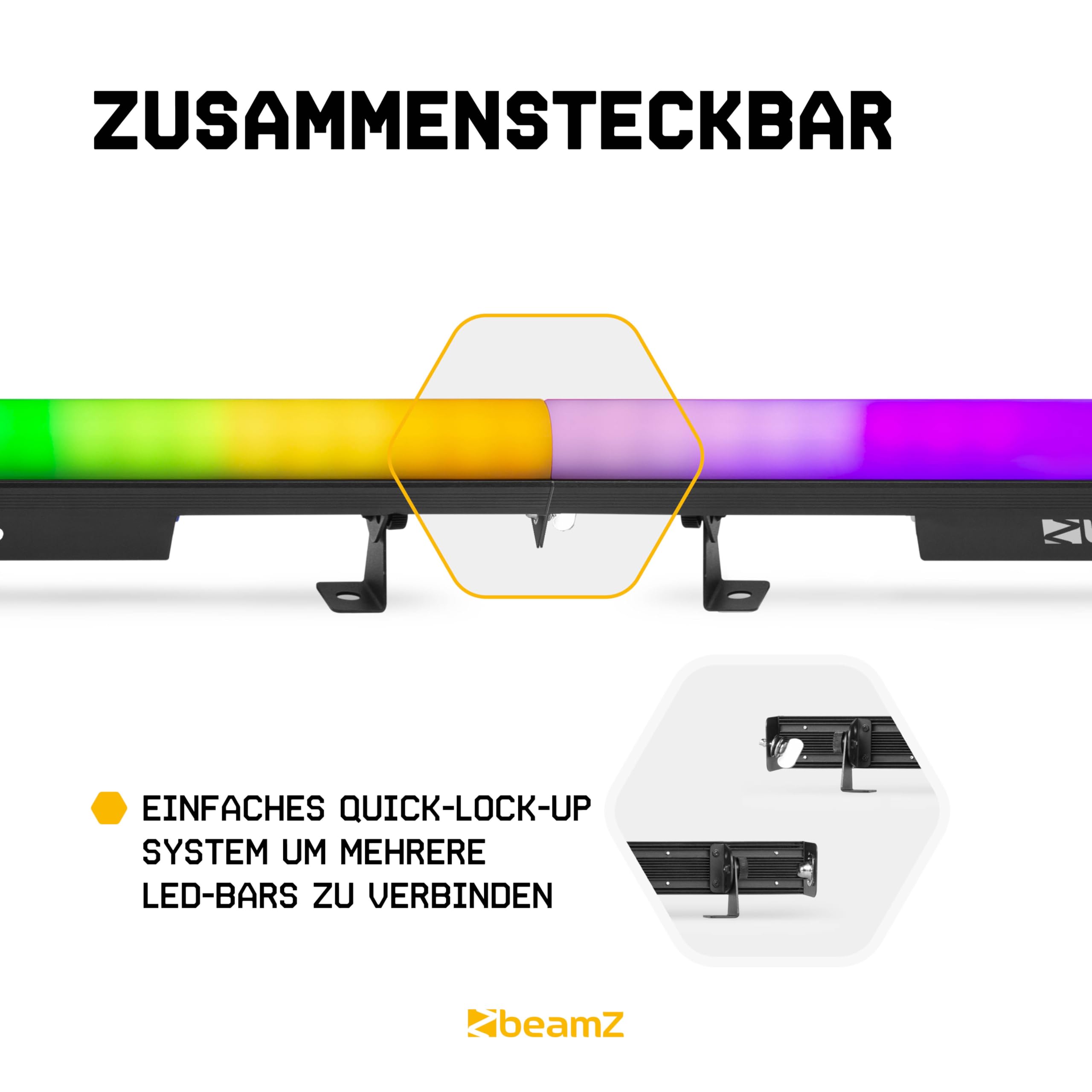 BeamZ LCB300 LED Bar DMX Lightbar RGBW Discolicht Partylicht mit 36 kraftvollen 4-in-1 RGBW LED’s je 3 Watt, Kettenfunktion (Max.6), Master/Slave, IP20, Powercon, 100 x 5,5 x 12cm, Auto Modi
