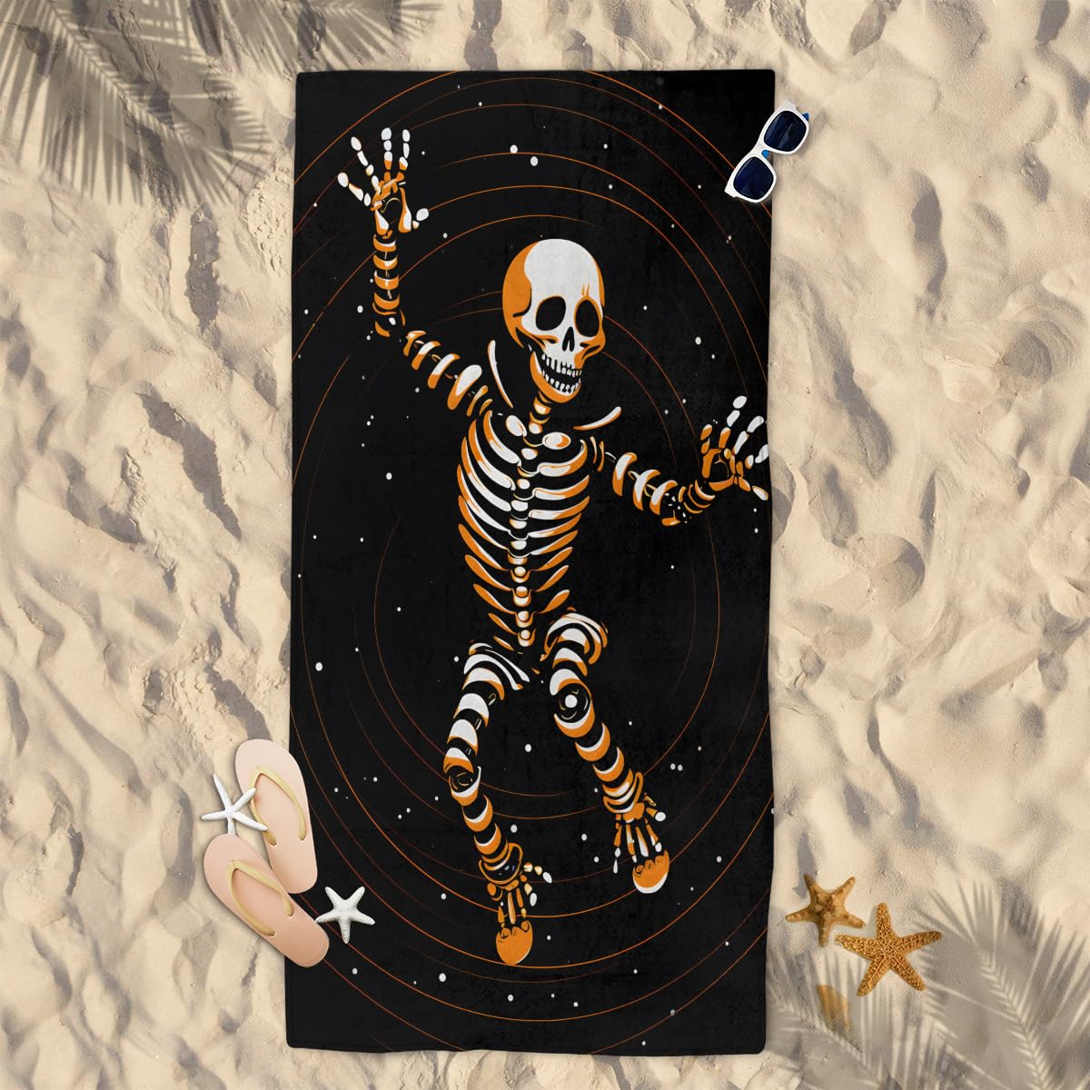 KOBLEN Aglebo Skull Beach Towel - 31x61 Inch Oversized Microfiber, Quick Dry, Sand Proof For Pool, Travel & Yoga - View #2