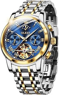 Herrenuhr Automatik Luxus Skelett Mechanik mit Mondphase Tourbillon Tag Datum Wasserdicht Luminous Edelstahlarmband