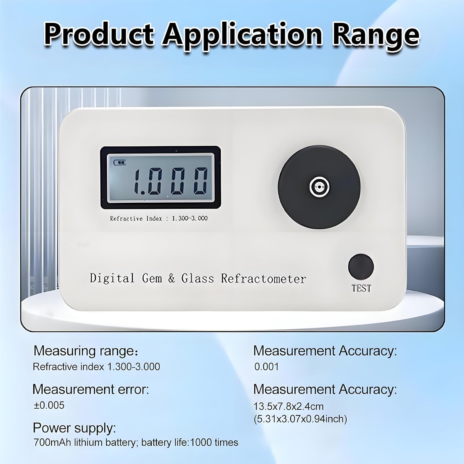 Professional Portable Gemstone Refractometer - Jewelry Refractive Index 1.300-3.000, Accurate Identification Tool for Gem Enthusiasts and Jewelers