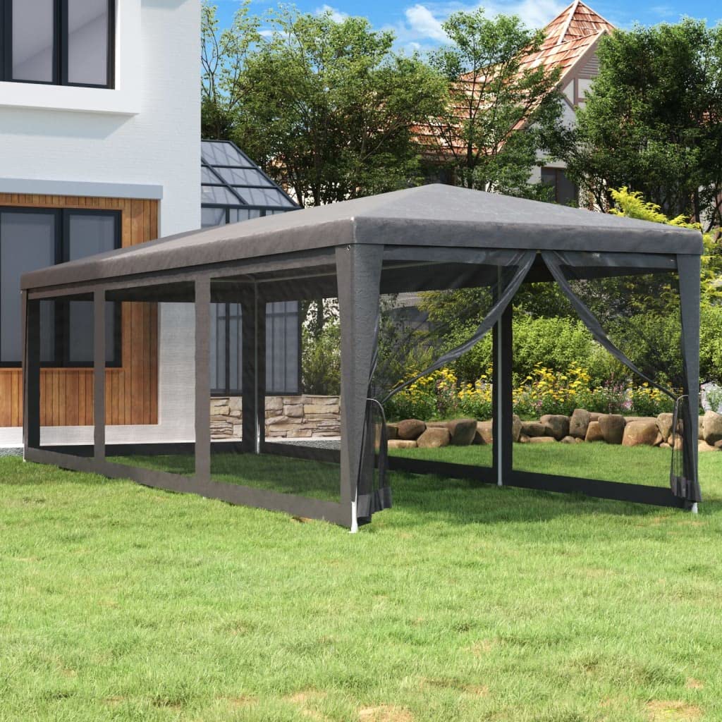 Namiot imprezowy 8 ścian Siatka HDPE szary Antracyt 3x9 m