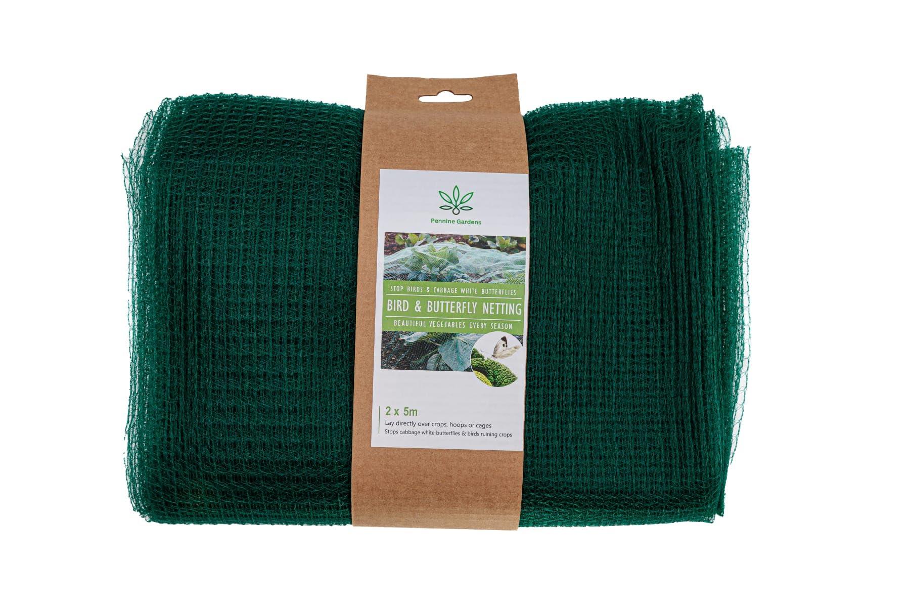 Butterfly Netting for Vegetables – Fine Mesh Garden Protection 2×5m or 3×4m, Brassica Cover & Anti-Bird Barrier – Green/Black Plant Cover (Green, 2 x 5 m)