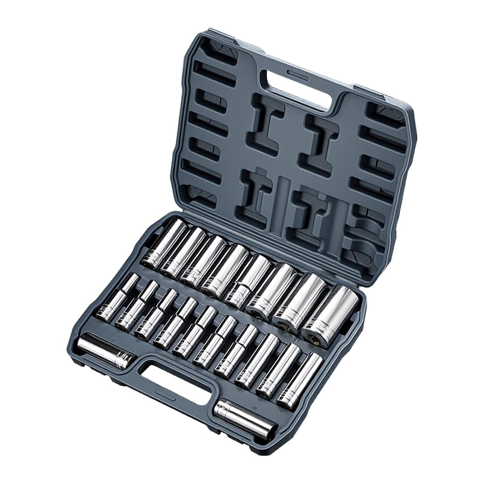 Tsophreniq 20 Piece 1/2" Drive 6 Point Impacts Wrench Socket Set With Storage Case For Automotive Repair And Machinery Maintenance Automotive Repair Socket Set