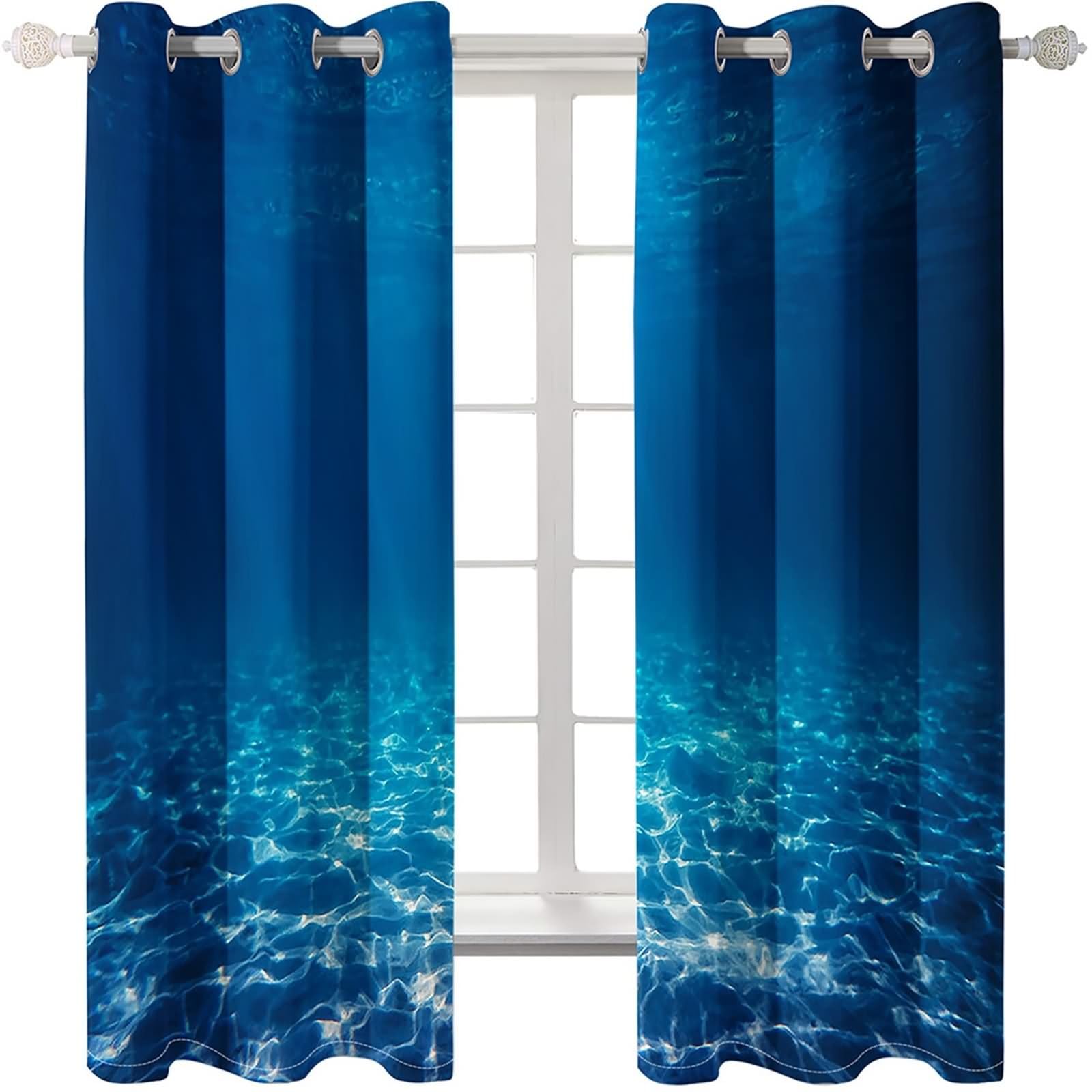 Rideau Bleu, Rideau Chambre Homme sous-Marin Polyester Lot de 2 428x244cm pour Fenêtre de Salon Balcon