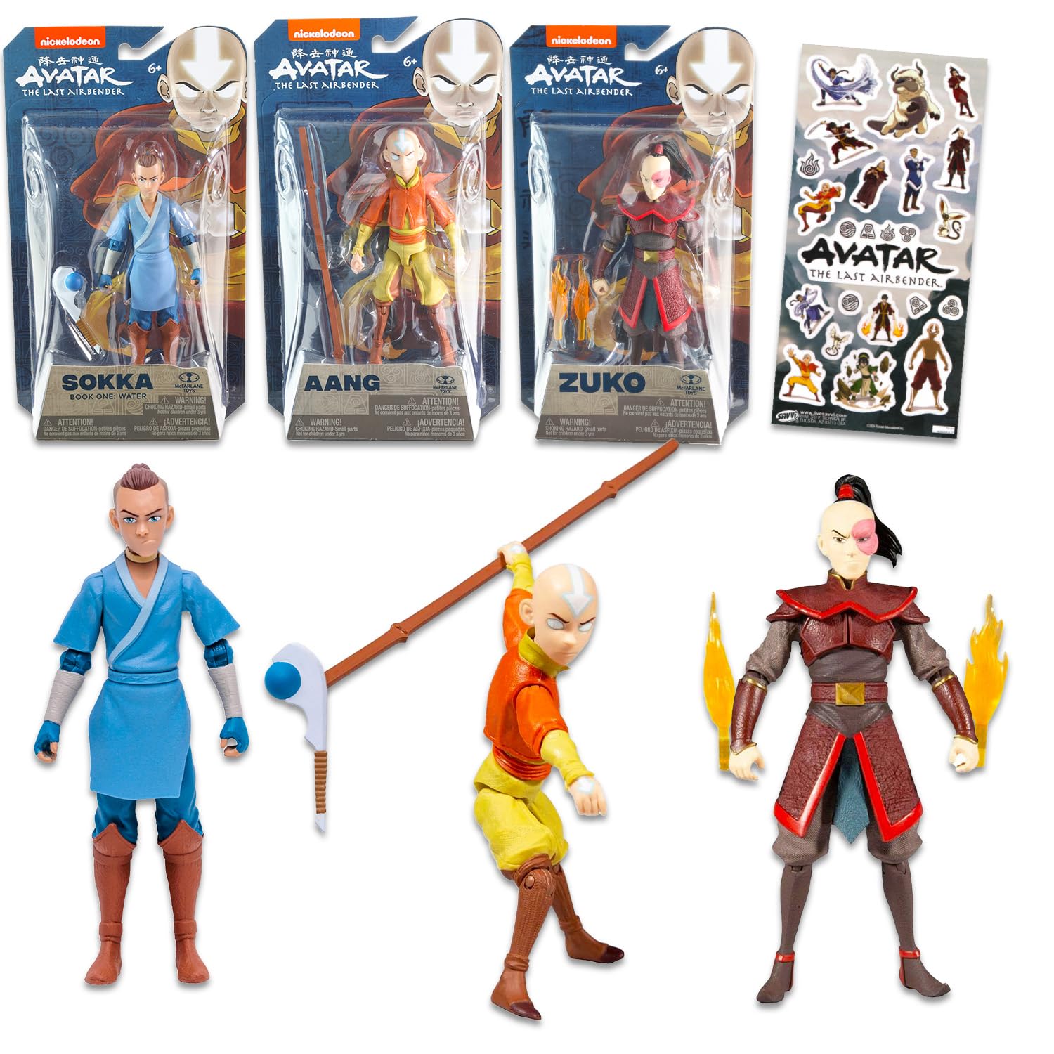 Avatar The Last Airbender Lot de 3 figurines d'avatar : Aang, Zuko