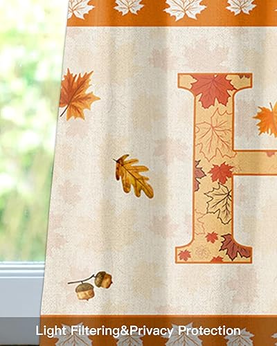 Miniatura 7 de Cenefas de cortina de corona de otoño para ventanas, filtrado de luz, aislamiento térmico, cortinas decorativas de calabazas naranjas para cocina,