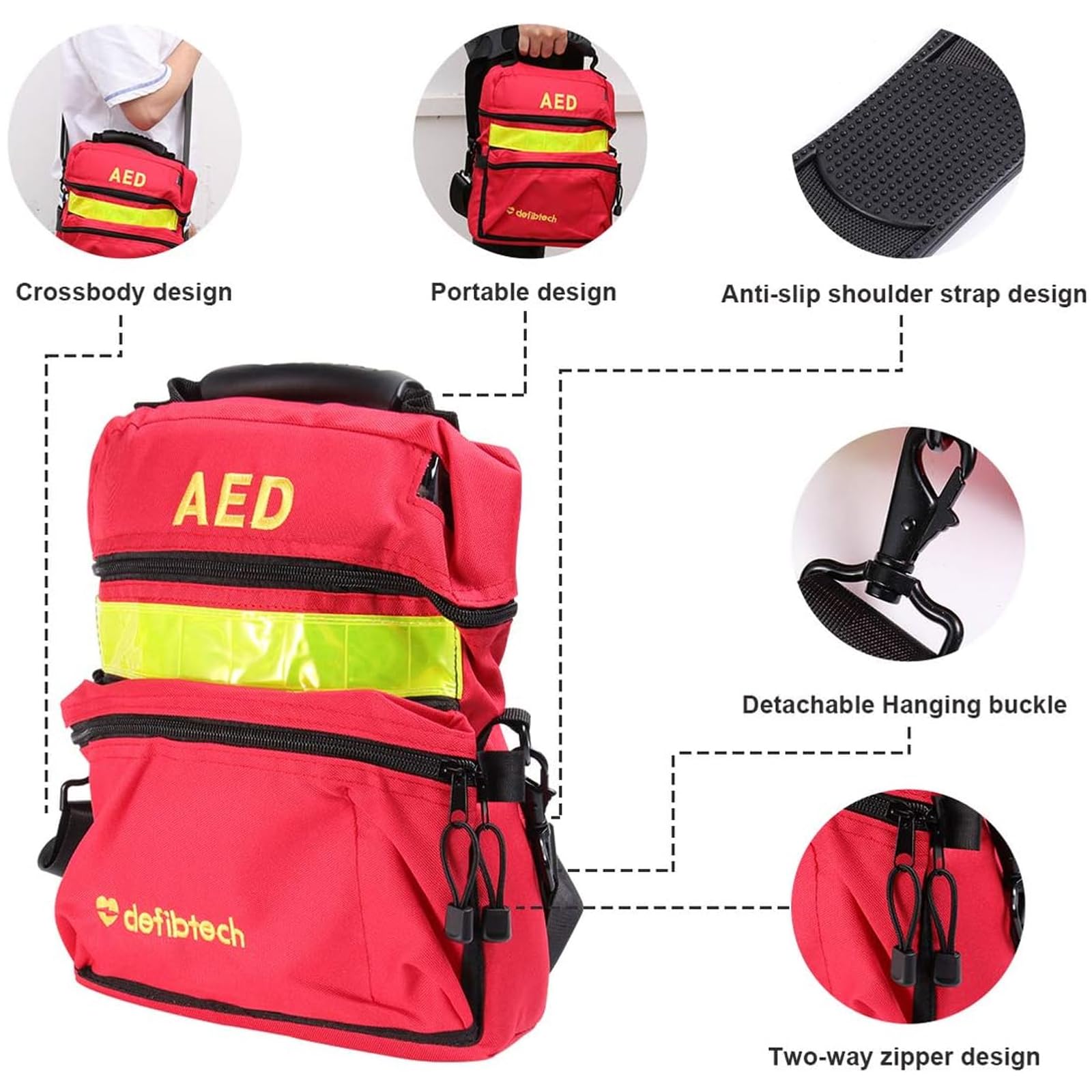 Bolsa Roja De Primeros Auxilios, Bolsa Vacía Para Desfibrilador De Rescate De Viaje, Mochila De Emergencia Para Traumatismos De Supervivencia, Para Protección De Atención Médica Crítica De Emergencia
