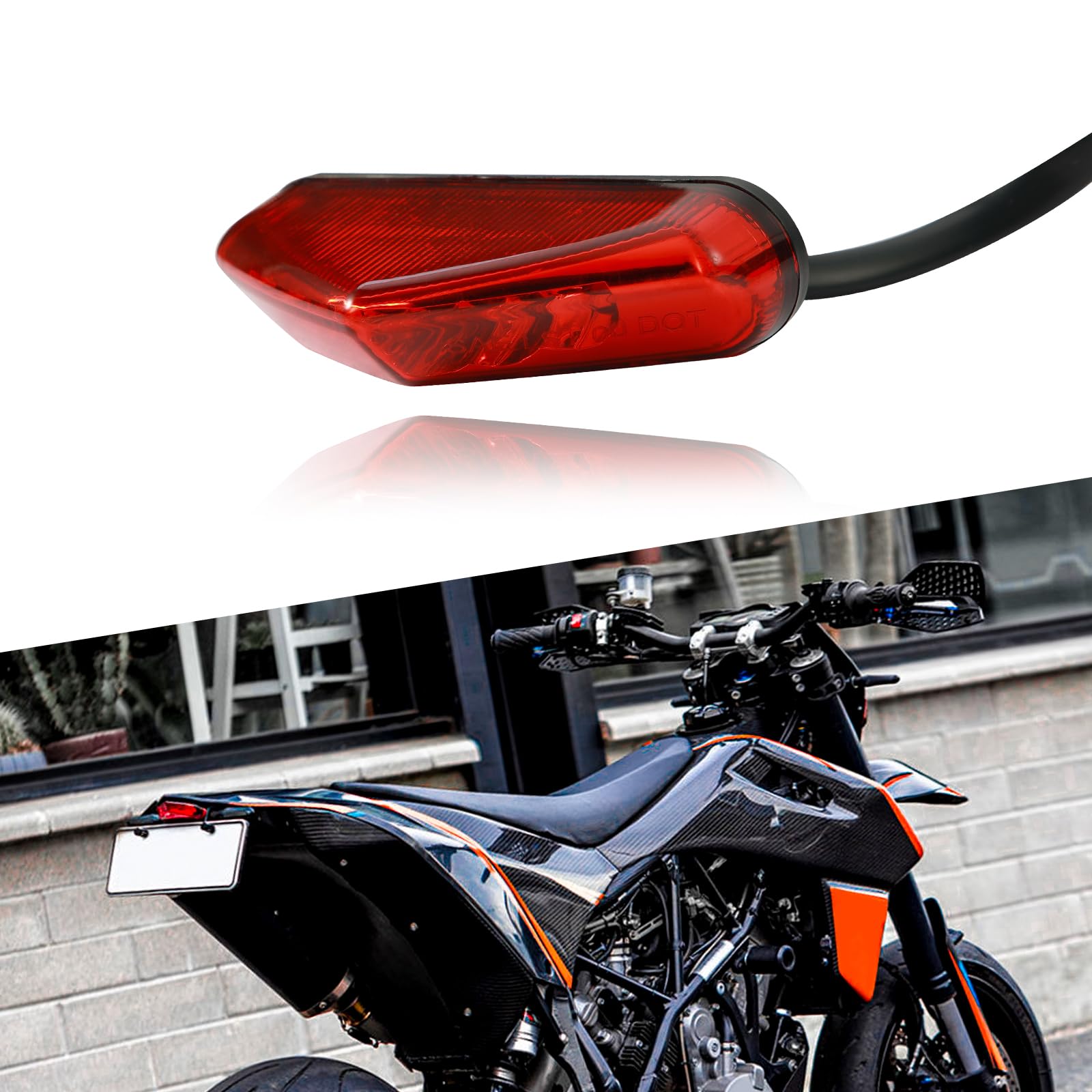 EVGATSAUTO Fanale Posteriore Moto A LED Universale 12V - Nero Con Lente Trasparente, Luce Bianca