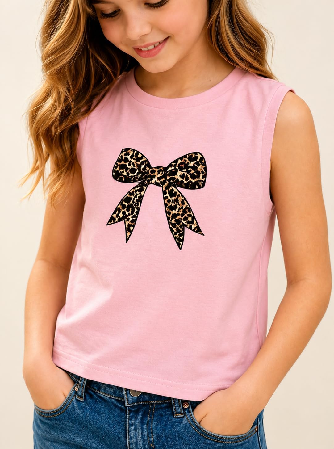 Girls Crop Tank Tops Crewneck Sleeveless Casual Summer Shirts Cotton Basic Tee