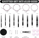 Froggod 4.53" (11.5cm) Interchangeable Circular Knitting Needles Set | US 2.5-11 (3.0-8.0mm) | 9-Pair Black Needles | 4 Cables(16", 24", 32", 40"), Accessories & Case for Hats, Sweaters & Shawls
