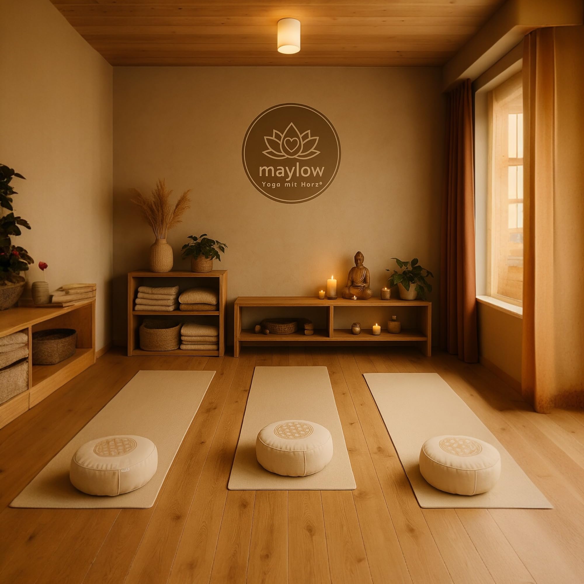 Personalisierbares Meditationskissen - handgemacht & Bestickt mit Wunsch-Mantra - Yogakissen für Achtsamkeit & Entspannung - (buddhistisch rot)