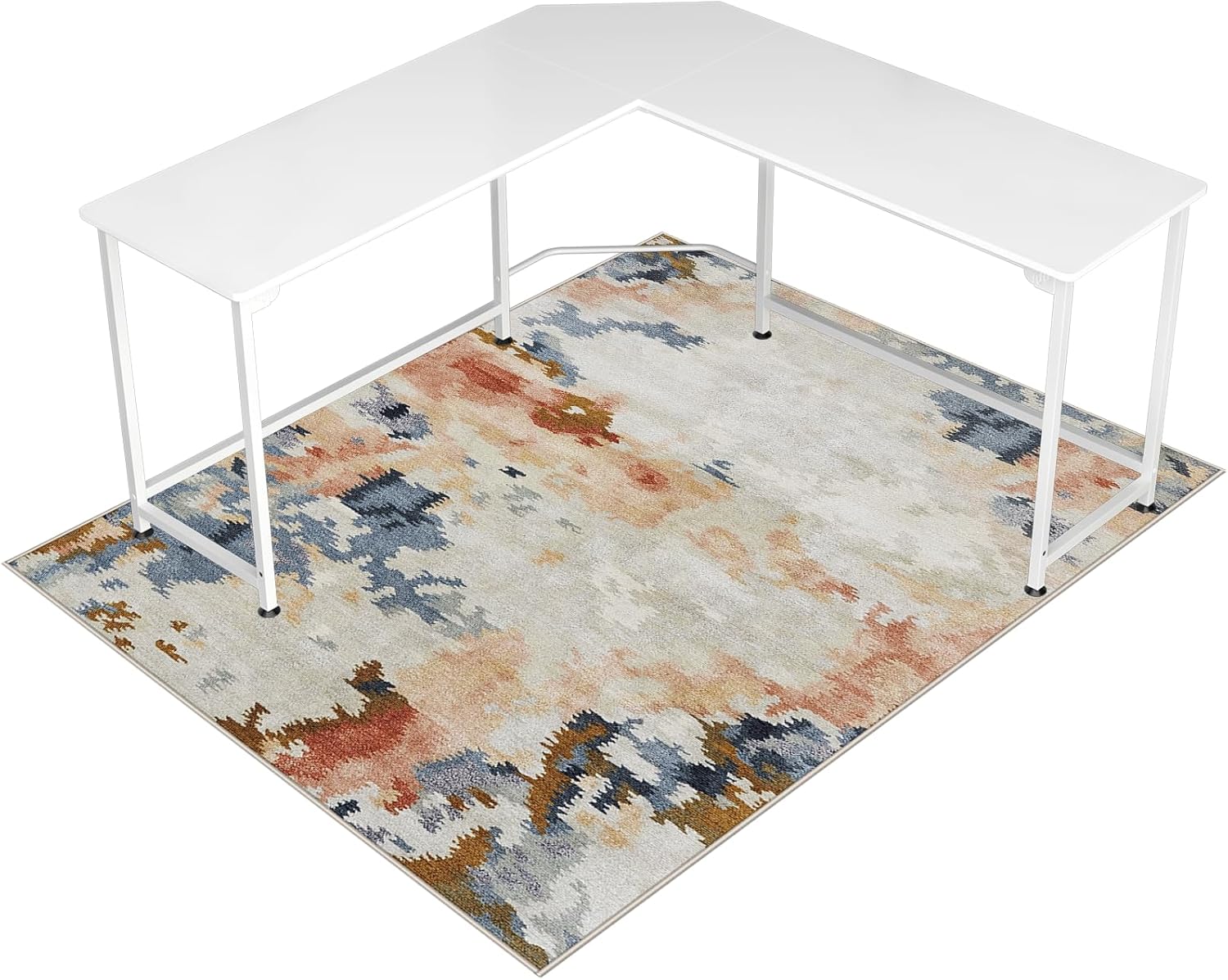 Office Chair Mat for Hardwood Floor&Tile Floor,48"X 60" Heavy Duty Desk Chair Mat for Hard Floors, Under Desk Rug for Rolling Computer Chair,Anti Slip,Low Pile Carpet FloorProtector-Abstract White