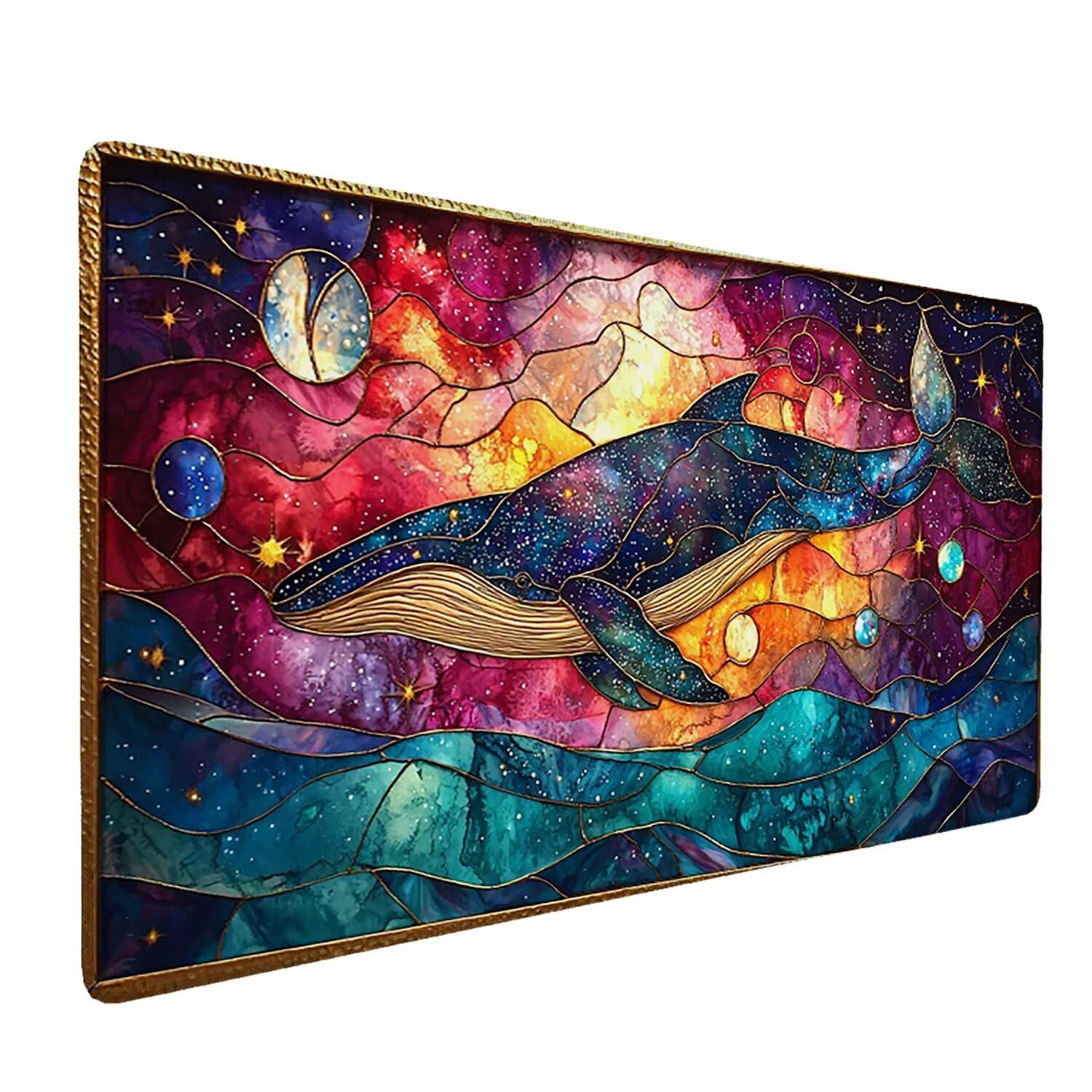 Podkładka pod mysz do gier XXL Mousepad 1000 x 500 mm, duża podkładka pod biurko z antypoślizgową gumową podstawą dla graczy, poprawia precyzję i szybkość (gwiaździsty wieloryb) X-909