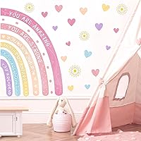 Vista 2 de Calcomanías de pared de acuarela arcoíris para despegar y pegar, eres calcomanías de paredes inspiradoras para guardería, decoración de pared