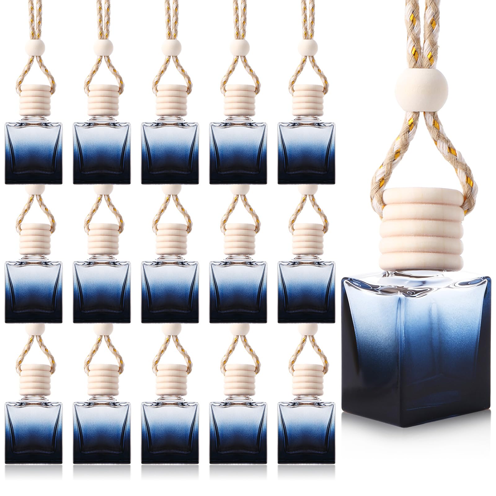 Ambientador colgante para coche, 50 unidades, botellas difusoras de vidrio vacías, botellas de perfume, recargables, ambientador de coche, colgante de aromaterapia, frascos de coche, adornos
