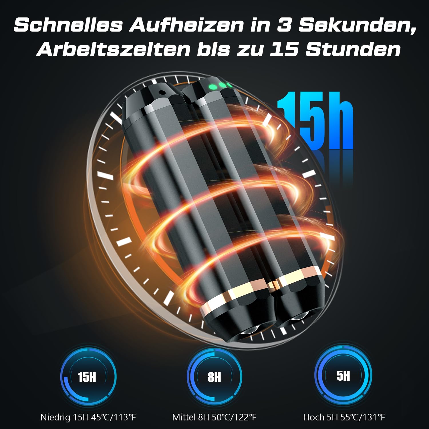 Handwärmer wiederaufladbar, Geteilte magnetische elektrische Handwärmer 2 Packungen, Handwärmer wiederverwendbar 3 Wärmestufen, tragbares Powerbank-Ladegerät 1000mAh, warmes Geschenk im Winter