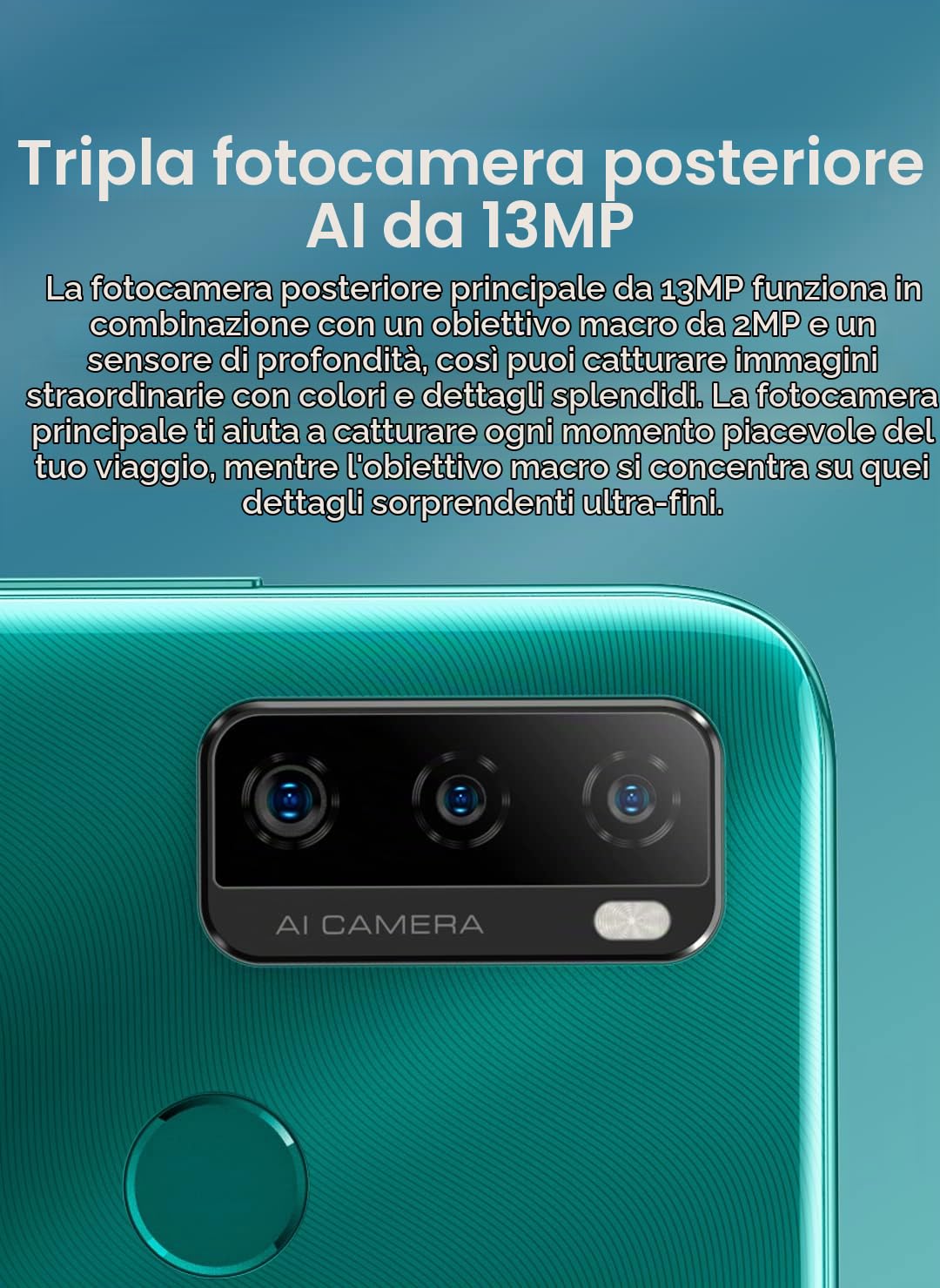 Cellulare Offerta Ulefone NOTE 10(P), 3GB RAM 128GB ROM, Tripla Fotocamera 13MP, Smartphone DUAL SIM 4G, HD+ 6,5'', Slot Per 3 Schede, Android 11, Batteria 5500mAh Impronte Digitali GPS WIFI Verde