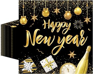 50 Pcs New Years Napkins 13 x 13 Inches, Happy New Years Eve Paper Napkins Disposable Luncheon Party Napkin Cocktail Napkins for New Year Eve Party Supplies 2026