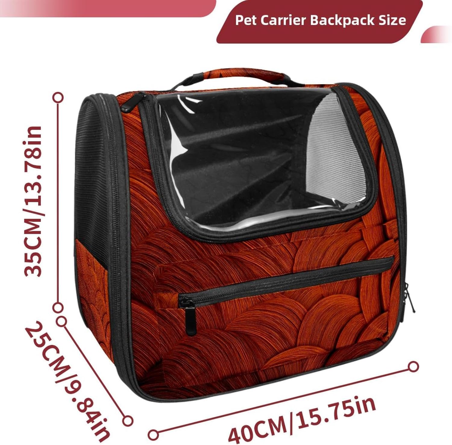 Portable Travel pet Backpack Carrier Hamster Bag Small Dog cat Carrier Breathable Hang Bag, Orange Wave Pattern (2)