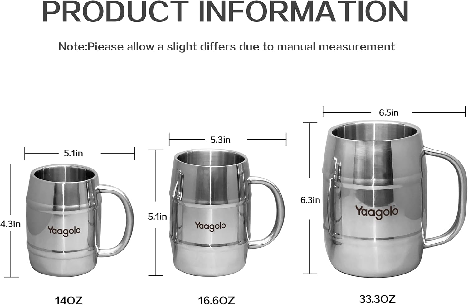 Insulated Beer Stein, 32oz Stainless Steel Double Walled Beer Mug Giant Bar Drinkware Metal Beer Cup with Big Grip Handle (32oz 1pack) - Image 5