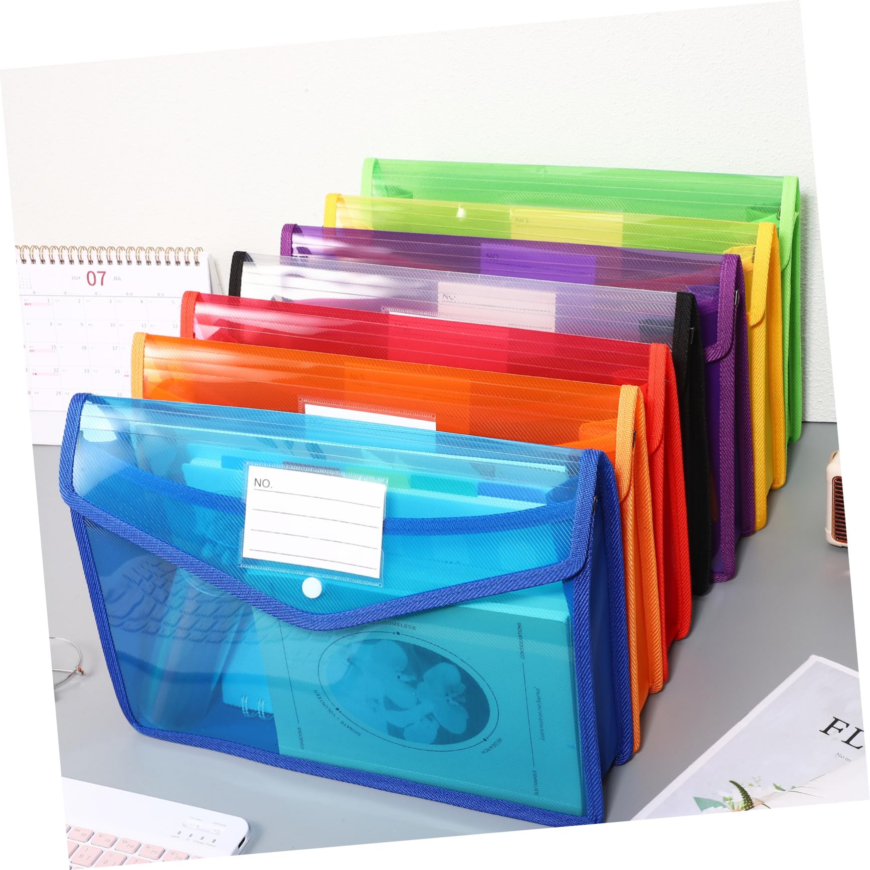 Holibanna 7pièces Porte-Document Transparent avec Poches Étiquettes De Folders Organisateur De Documents Expansible pour Bureau Et Voyage