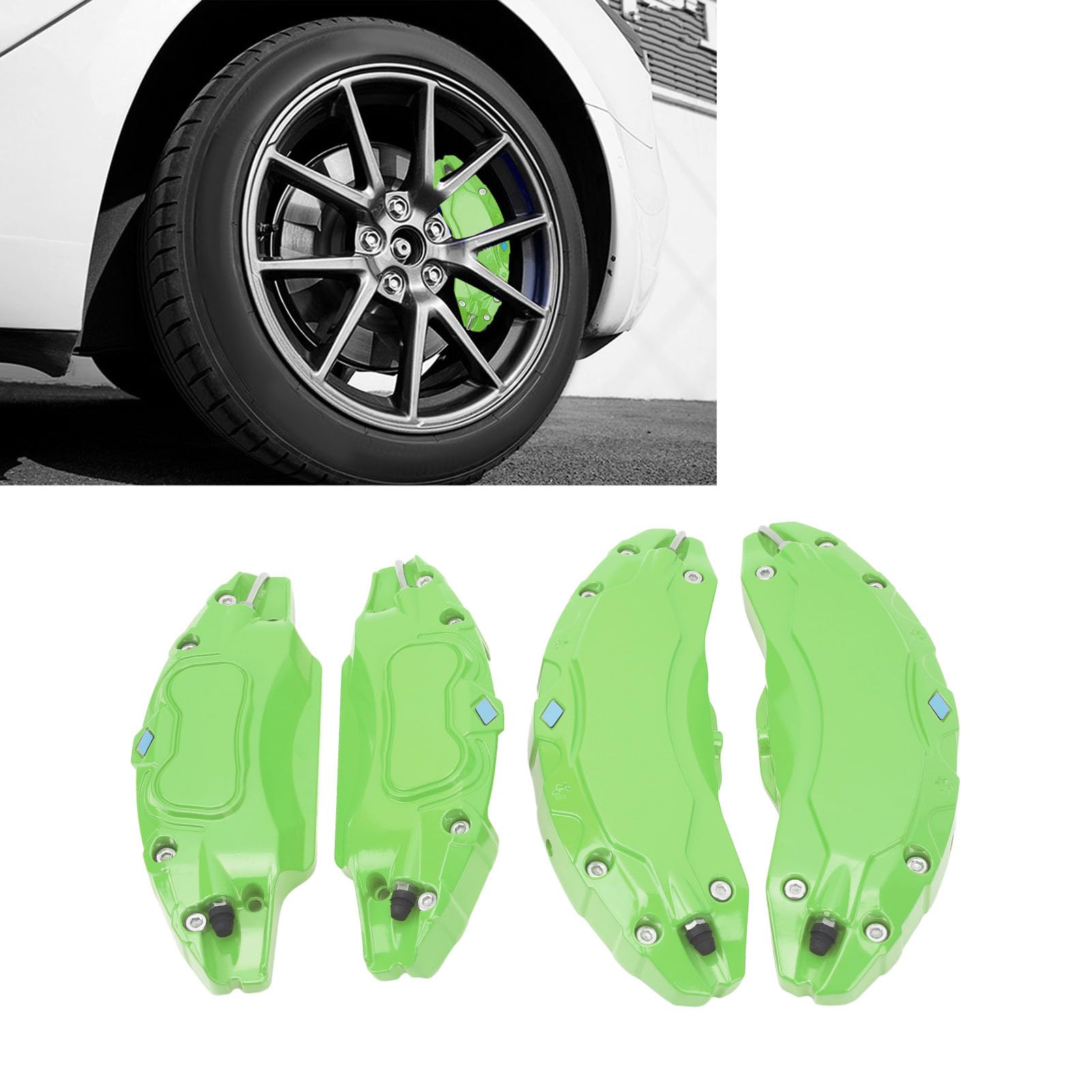 Set di 4 coperture per pinze freno rosse per posteriore in lega di alluminio compatibili con ruota 19 20 pollici (verde)