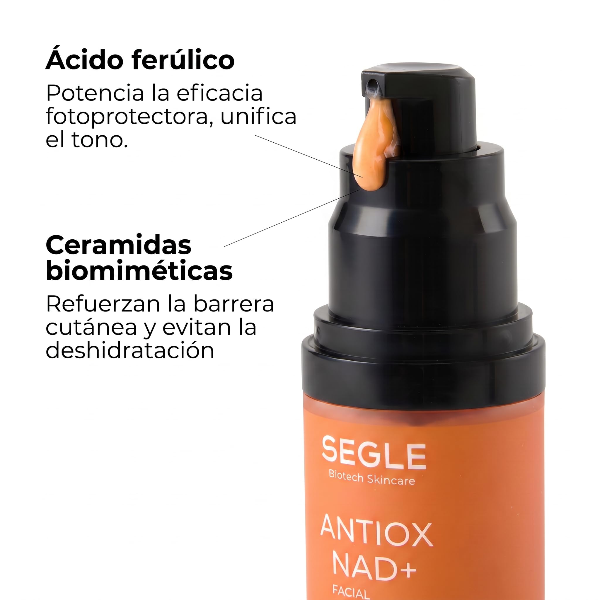 Segle | Sérum Antioxidante NAD + | Vitamina C y NAD + | 9 antioxidantes | Refuerza barrera cutánea con ceramidas | Aclara manchas, mejora luminosidad | Todo tipo de pieles