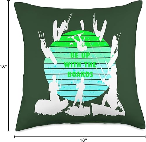 Miniatura 4 de Kitesurf Gifts and Surf Lover Tees by taiche Kitesurfers Be Up with The Boards Retro Style 11 - Almohada de 18 x 18 pulgadas, multicolor
