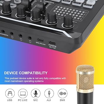 F998 Sound Card Kit,BM-800 Microphone Kit,with Live Sound Card,Audio Mixer Condenser PC Gaming Mic,for Streaming/Games, Black, 500262886