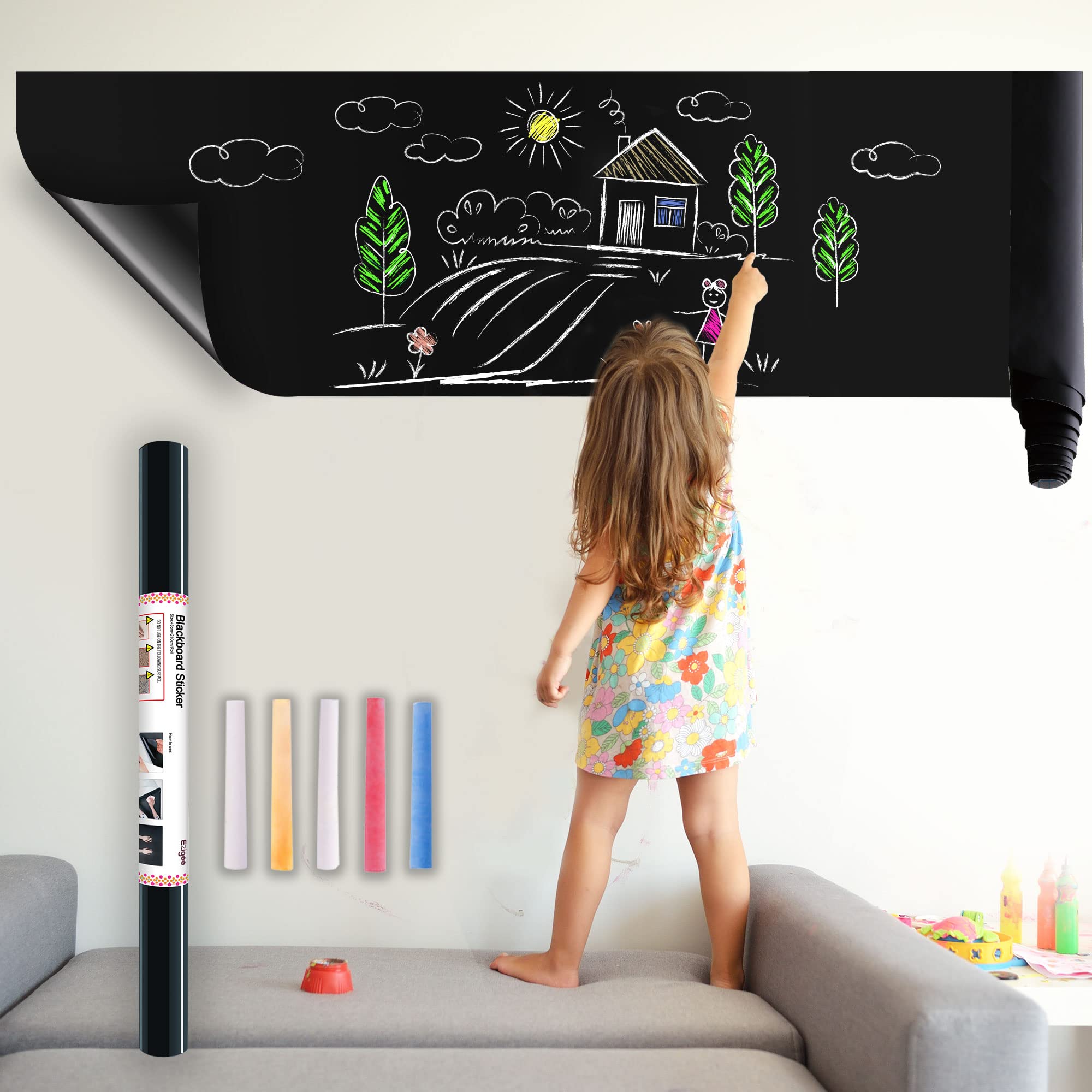 Adesivo Lavagna A Forma Di Cuore – 30x55 Cm, Scrivibile E Cancellabile Con Gesso, Per Cucina, Ufficio E Cameretta (Nero)