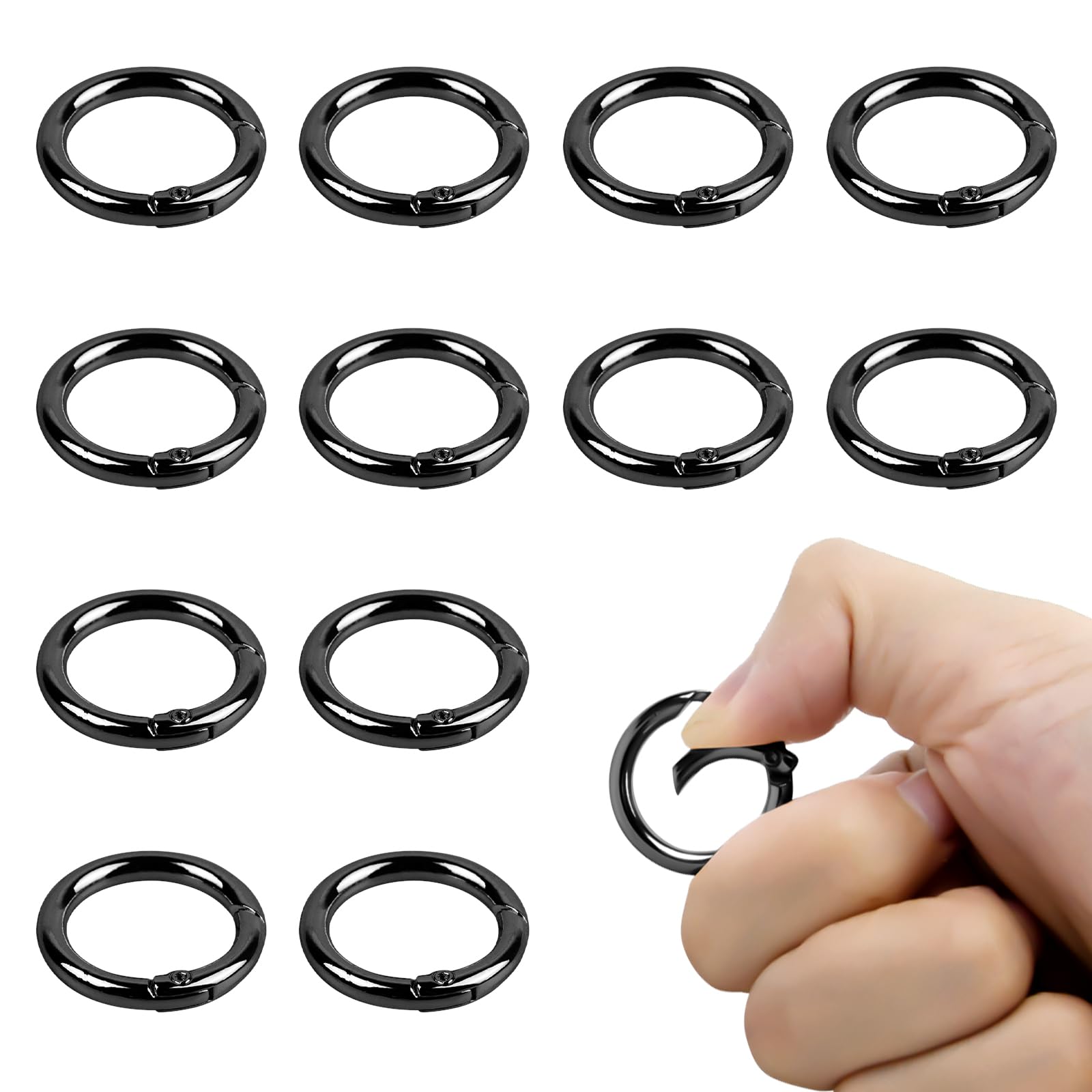 50 Moschettoni Rotondi 27mm Per Borse E Zaini - Lega Di Zinco, 3 Colori (Argento, Oro, Nero), Clip A Molla