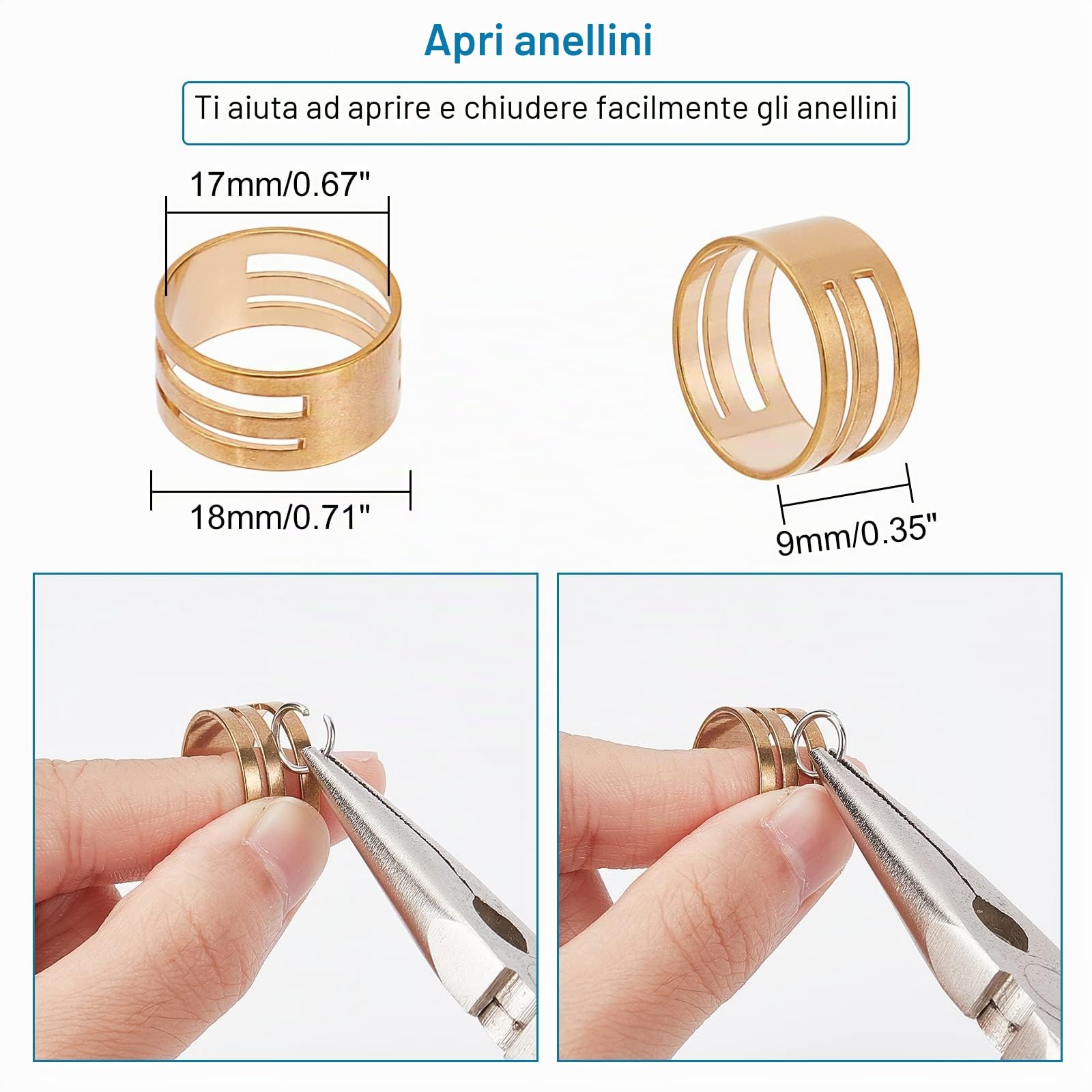 PH PandaHall 1000pz Anelli Aperti in Acciaio Inox Argento 4-10mm per Gioielli Fai Da Te