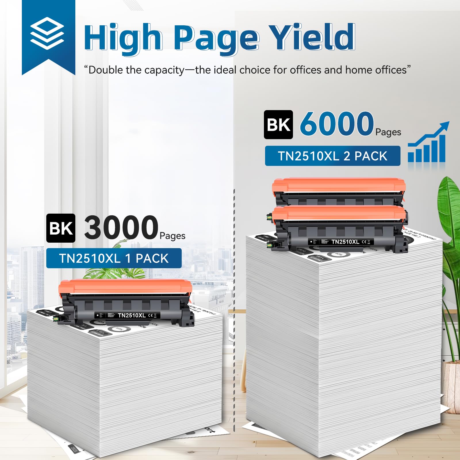 PINALL TN2510XL TN-2510XL Toner compatibile per Brother HL-L2400DW HL-L2400DWE DCP-L2620DW DCP-L2627DWE MFC-L2800DW MFC-L2827DW MFC-L2835DW MFC-L2860DWE Toner 2510 TN2510XL (con chip, 2er-Pack)