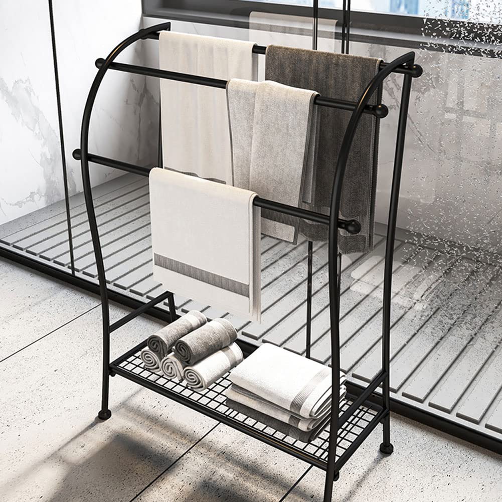 Portasciugamani Da Terra Con 5 Livelli - Bianco, Per Asciugamani, Coperte E Trapunte, Design Rustico - Foto 9