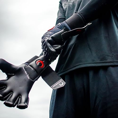 Miniatura 2 de Renegade GK Eclipse - Guantes profesionales de portero de fútbol con protector microbiano (tallas 6-12, nivel 5) Pro-Tek Fingersave y agarre de