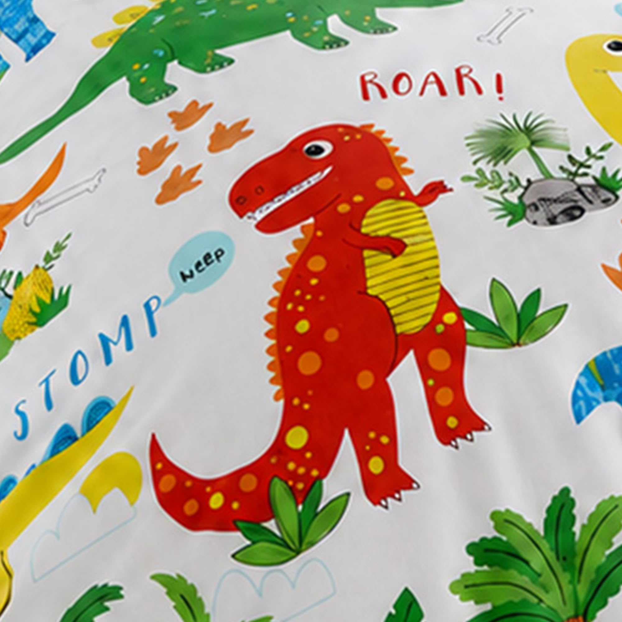 Happy Linen Company Set de Fundas Infantiles para edredón - Reversible - Dinosaurios - Tamaño bebé