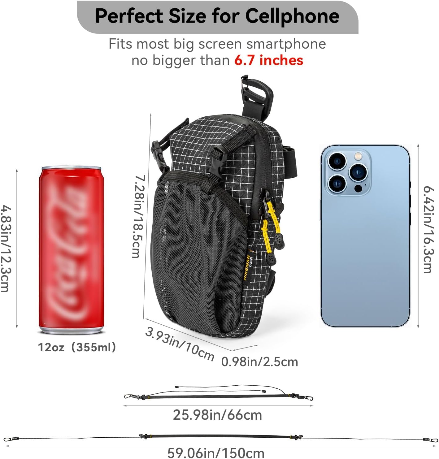 HIKEMAN Backpack Shoulder Strap Pouch - Smartphone Strap Pack,Waterproof Backpack Strap Pocket Attachment Bag for Hikers,Small Crossbody Bag Waist Pack for Sports Hiking Camping(Grey)