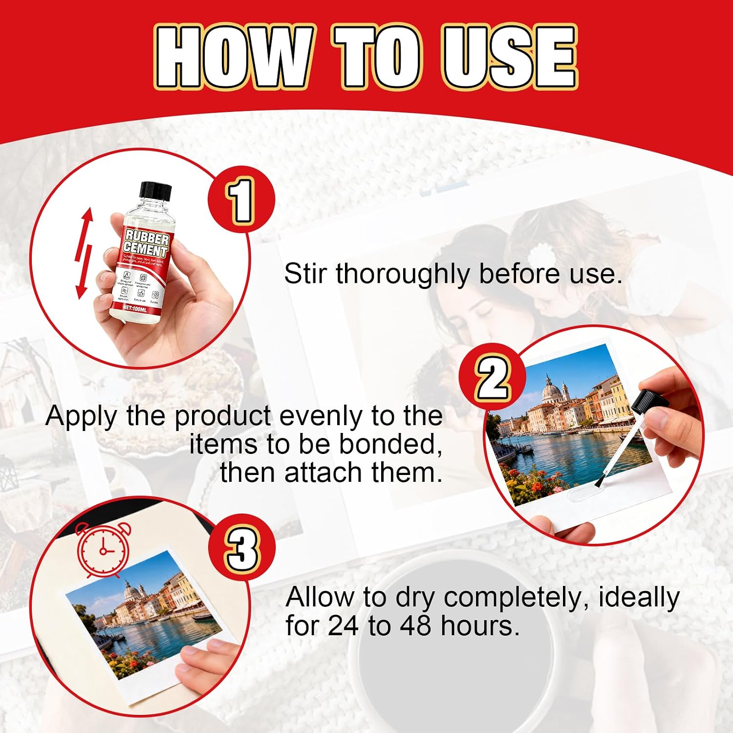 Rubber Cement Glue with Brush, Rubber Cement Glue, No Wrinkling PVA Glue | Rubber Glue, Rubber Cement, No Bubbles or Wrinkles, and No Yellowing for Crafts, Paper, Fabric, Wood, Photos, DIY Crafts