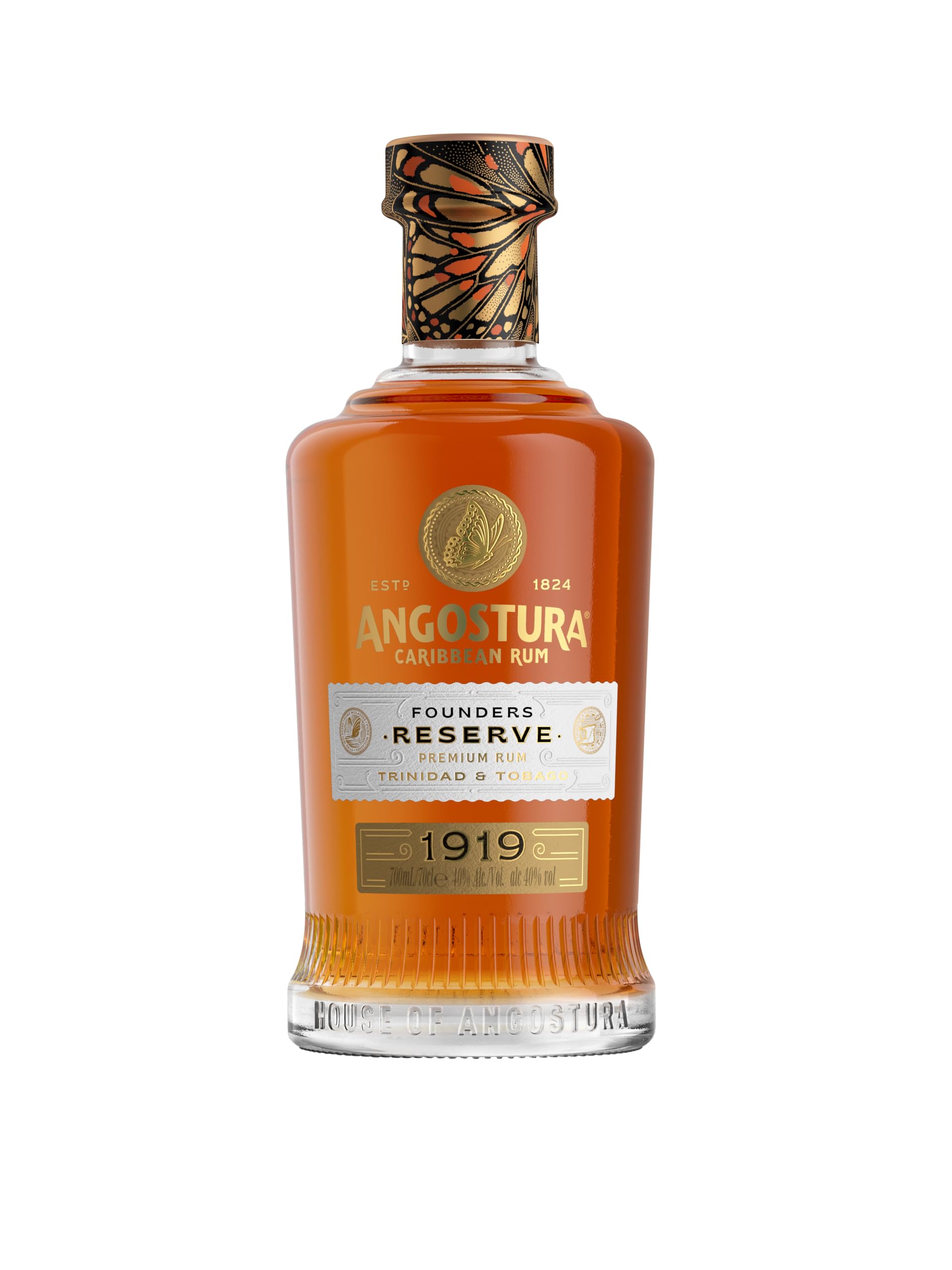 Angostura 1919 Grand Reserve | Premium Caribbean Rum | 40% ABV | 70cl | Blend of aged rums matured in charred oak casks | Notes of vanilla, caramel & gentle spice | Smooth, rounded light oak finish