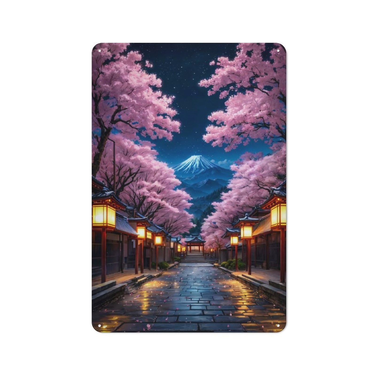 Junmoney Japan Cherry Blossom Fuji For Lounge Or Reading Corner, Retro Metal Sign 30X20cm, For Metal Sign Collectors, For Garage And Workshop Walls