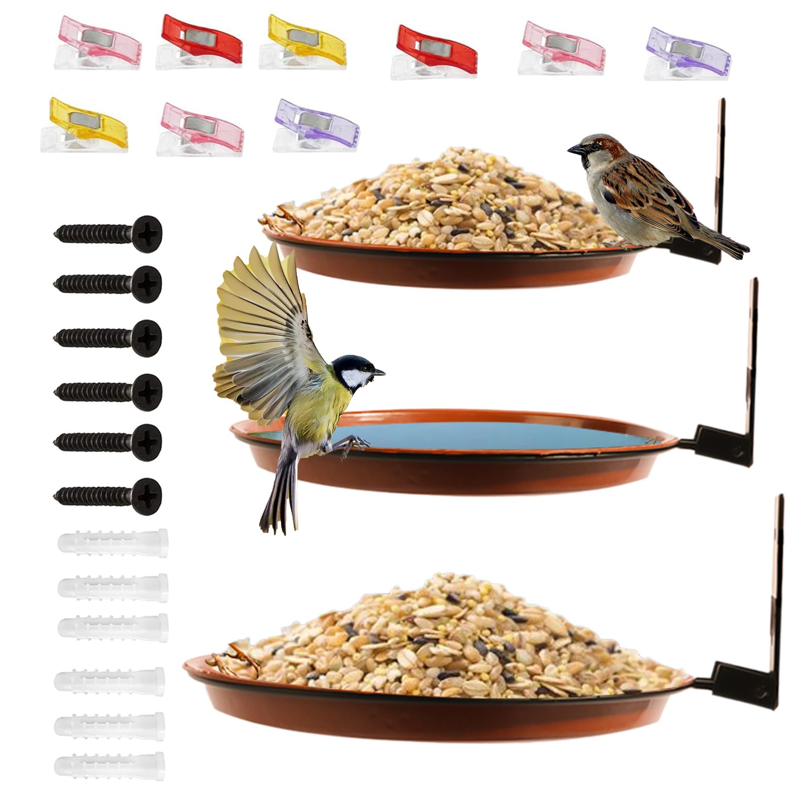 Mangeoire pour oiseaux de clôture lot de 3 bols d'eau suspendus pour jardin et balcon
