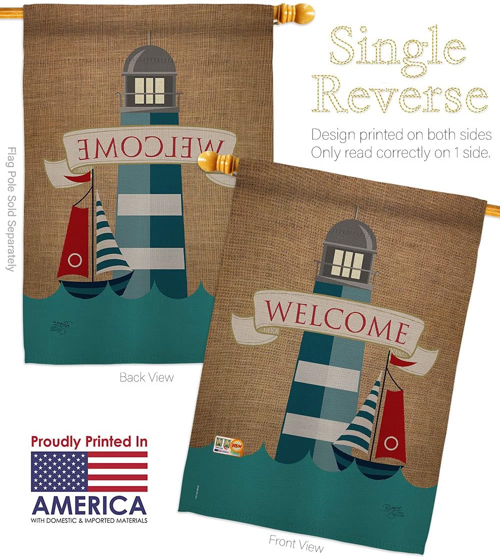 Lighthouse Sailboat House Flag Coastal Nautical Anchor Sailor Sea Shells Outdoor Summer Ocean Small Decorative Gift Yard Banner Made In USA 28 X 40