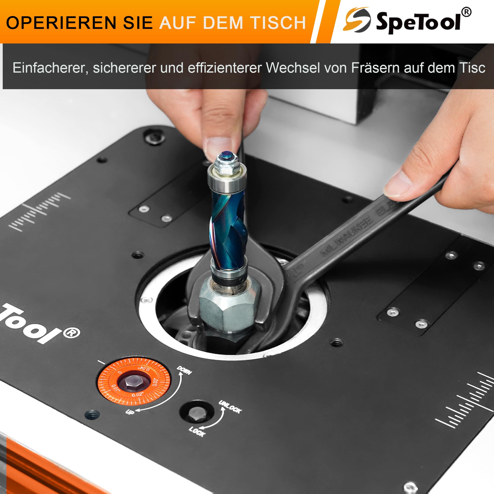 SpeTool Sollevatore per fresatura superiore con diametro da 65 mm a 107 mm, sollevatore superiore in alluminio con stencil fai da te e 3 anelli magnetici, 9-1/4" x 11-3/4" per la lavorazione del legno