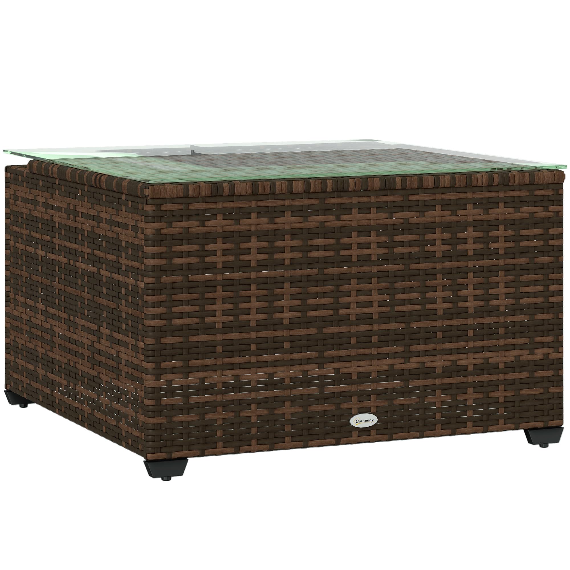 Outsunny Outdoor Coffee Table, Square PE Rattan 60 x 62 x 38cm Brown