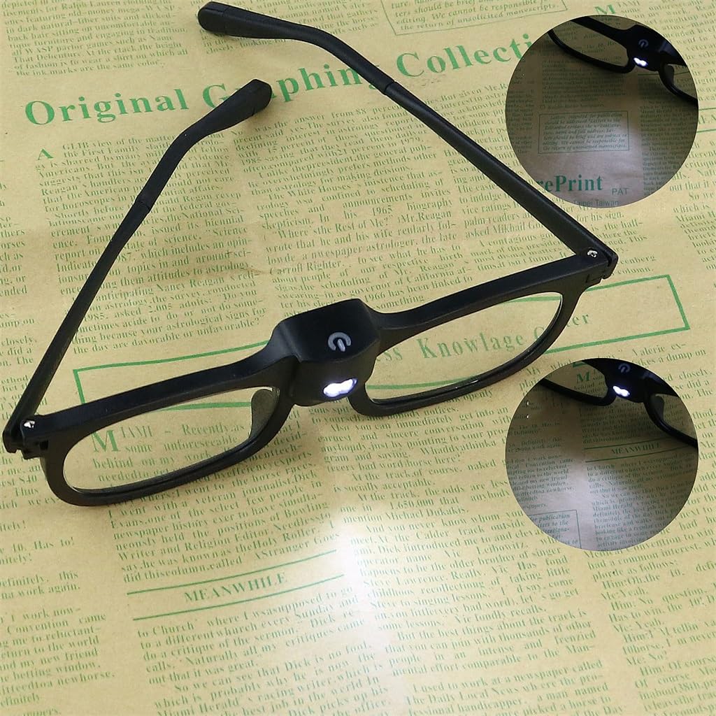 Gafas De Lectura con Luces 2LED Y Lupas For Personas Mayores For Leer Periódicos